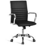 Black Faux Leather High Back Ergonomic Office Chair with Armrests