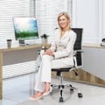 Black Faux Leather High Back Ergonomic Office Chair with Armrests