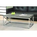 Modern Coffee Table with Chrome Frame and Taupe Wood Top 4 Modern Coffee Table with Chrome Frame and Taupe Wood Top