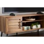 Rustic Wood TV Stand with Mid-Century Legs for 65-Inch TVs 9 Rustic Wood TV Stand with Mid-Century Legs for 65-Inch TVs