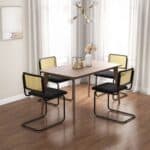 Mid-Century Black Dining Chair with Rattan Backrest (Set of 2) 8 Mid-Century Black Dining Chair with Rattan Backrest (Set of 2)