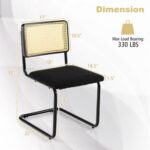 Mid-Century Black Dining Chair with Rattan Backrest (Set of 2) 10 Mid-Century Black Dining Chair with Rattan Backrest (Set of 2)