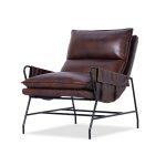 MEIER Leather Lounge Chair Black Powder Coated Legs