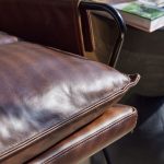 MEIER Leather Lounge Chair Black Powder Coated Legs
