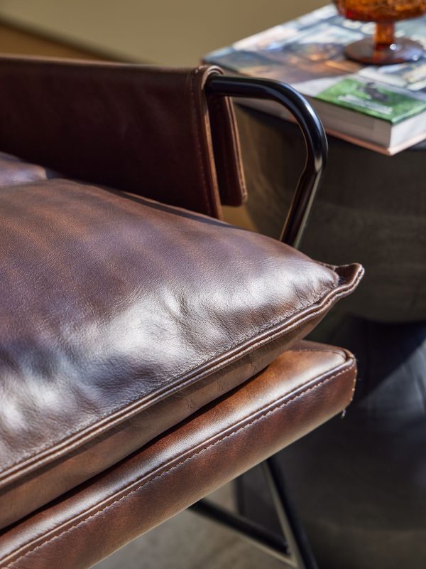 MEIER Leather Lounge Chair Black Powder Coated Legs 2