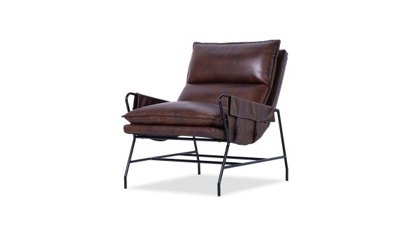 MEIER Leather Lounge Chair Black Powder Coated Legs