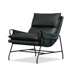 MEIER Moss Green Leather Lounge Chair Charcoal Legs 7 MEIER Moss Green Leather Lounge Chair Charcoal Legs