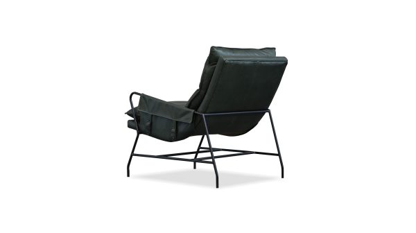 MEIER Moss Green Leather Lounge Chair Charcoal Legs 2