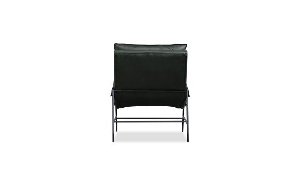 MEIER Moss Green Leather Lounge Chair Charcoal Legs 3
