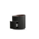 MERC Black Leather Round Side Table with Soft Closing Drawer