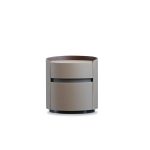 MERC Round Side Table Sand Leather with Soft Close Drawer