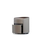 MERC Round Side Table Sand Leather with Soft Close Drawer