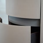 MERC Round Side Table Sand Leather with Soft Close Drawer
