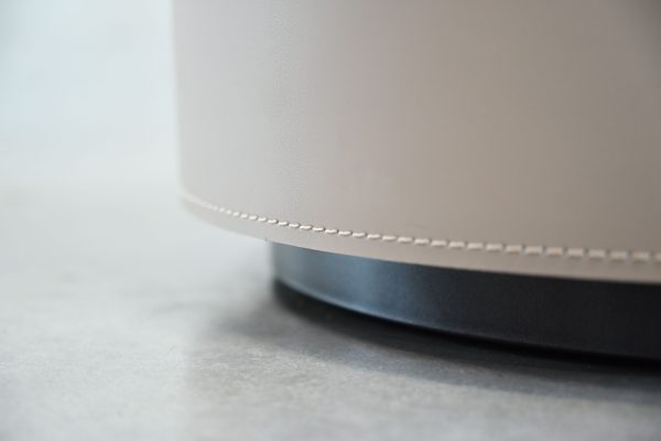 MERC Round Side Table Sand Leather with Soft Close Drawer 5 2