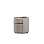 MERC Round Side Table Sand Leather with Soft Close Drawer