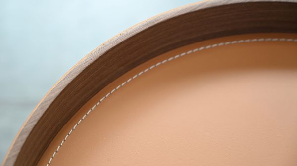 MERC Tan Leather Round Side Table with Drawer 3 2