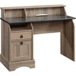 Rustic Oak Slat Top Desk with Hutch and Filing Drawer 6 Rustic Oak Slat Top Desk with Hutch and Filing Drawer