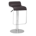 Adjustable Espresso Faux Leather Swivel Bar Stool with Chrome Base