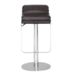 Adjustable Espresso Faux Leather Swivel Bar Stool with Chrome Base