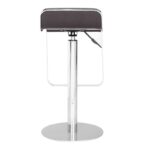 Adjustable Espresso Faux Leather Swivel Bar Stool with Chrome Base