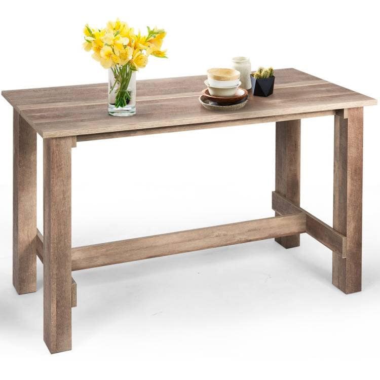 Modern Farmhouse Brown Wood Counter Height Dining Table Desk 1 Modern Farmhouse Brown Wood Counter Height Dining Table Desk