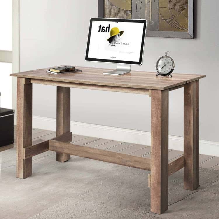Modern Farmhouse Brown Wood Counter Height Dining Table Desk 2 Modern Farmhouse Brown Wood Counter Height Dining Table Desk - Image 2