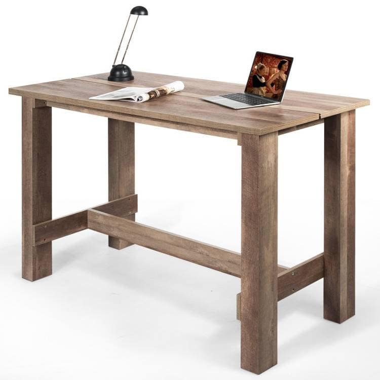 Modern Farmhouse Brown Wood Counter Height Dining Table Desk 4 Modern Farmhouse Brown Wood Counter Height Dining Table Desk - Image 4
