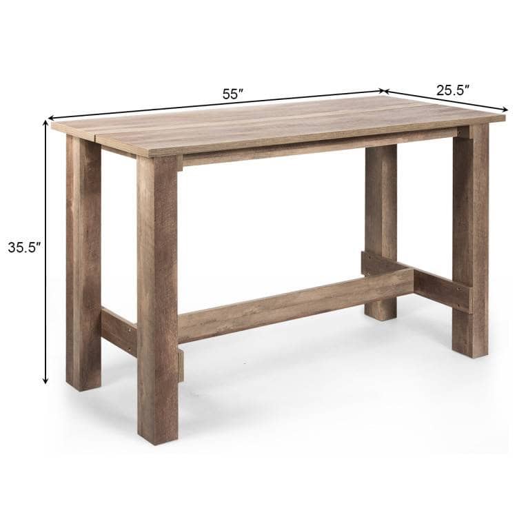Modern Farmhouse Brown Wood Counter Height Dining Table Desk 5 Modern Farmhouse Brown Wood Counter Height Dining Table Desk - Image 5
