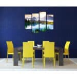 Mountain Forest Lake Wall Art Canvas Print Decor (4 Panels)