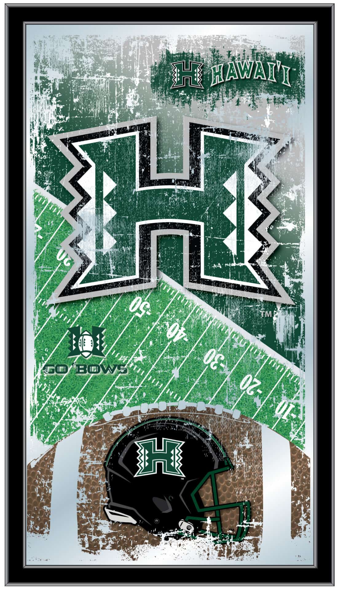 University of Hawaii 15x26 Football Wall Mirror 1 University of Hawaii 15x26 Football Wall Mirror