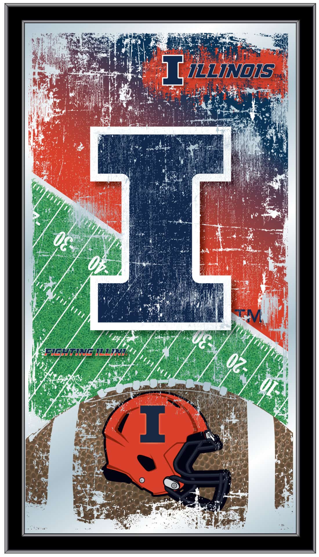 University of Illinois 15x26 Football Wall Mirror 1 University of Illinois 15x26 Football Wall Mirror