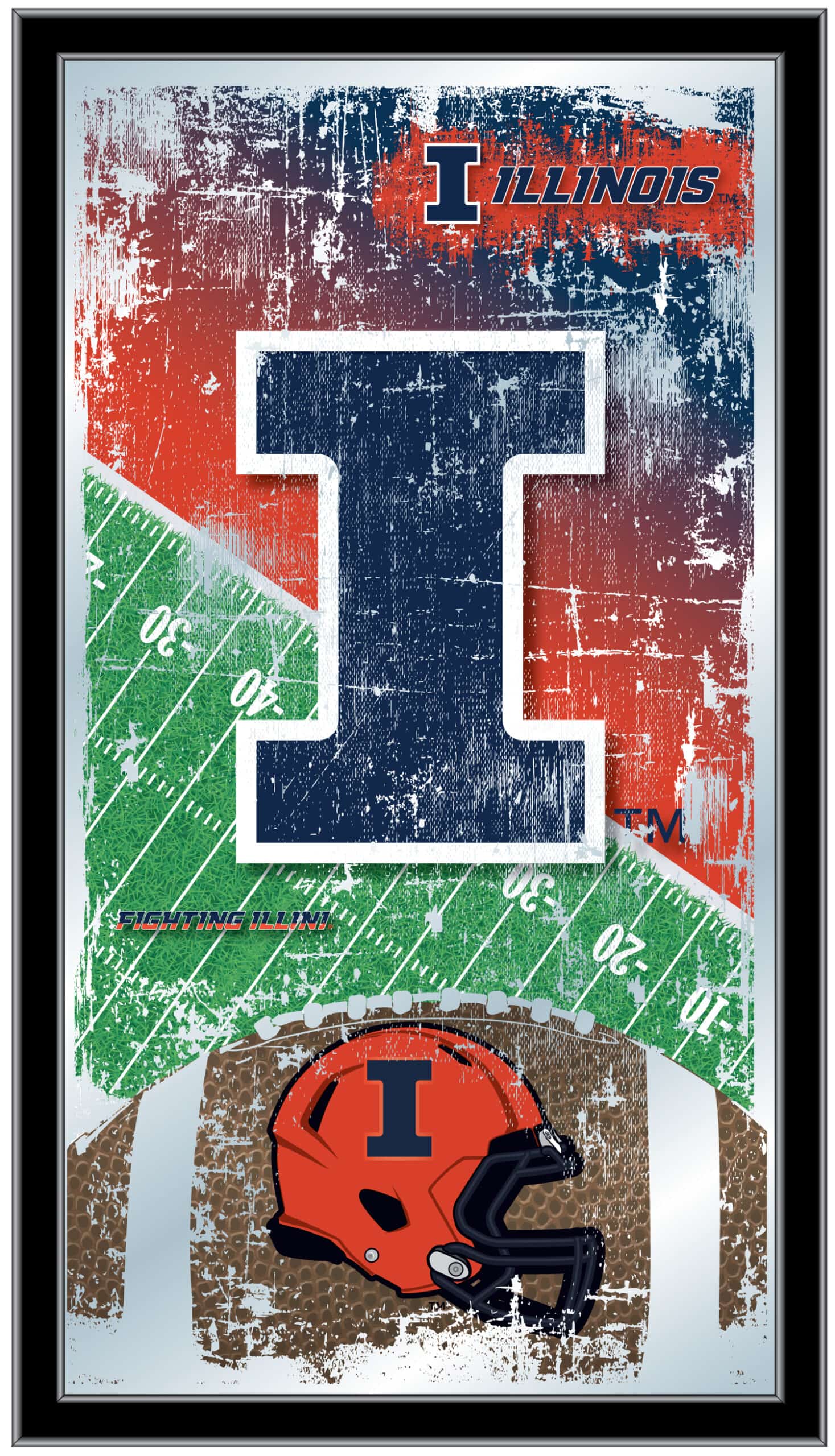 University of Illinois 15x26 Football Wall Mirror 4 University of Illinois 15x26 Football Wall Mirror