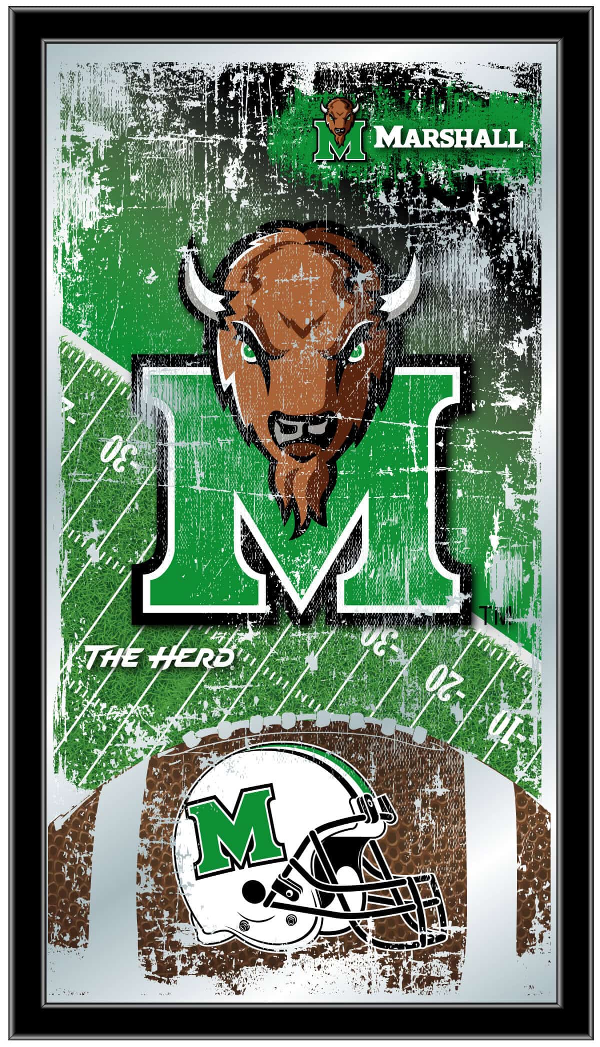 Marshall University 15x26 Football Wall Mirror 4 Marshall University 15x26 Football Wall Mirror