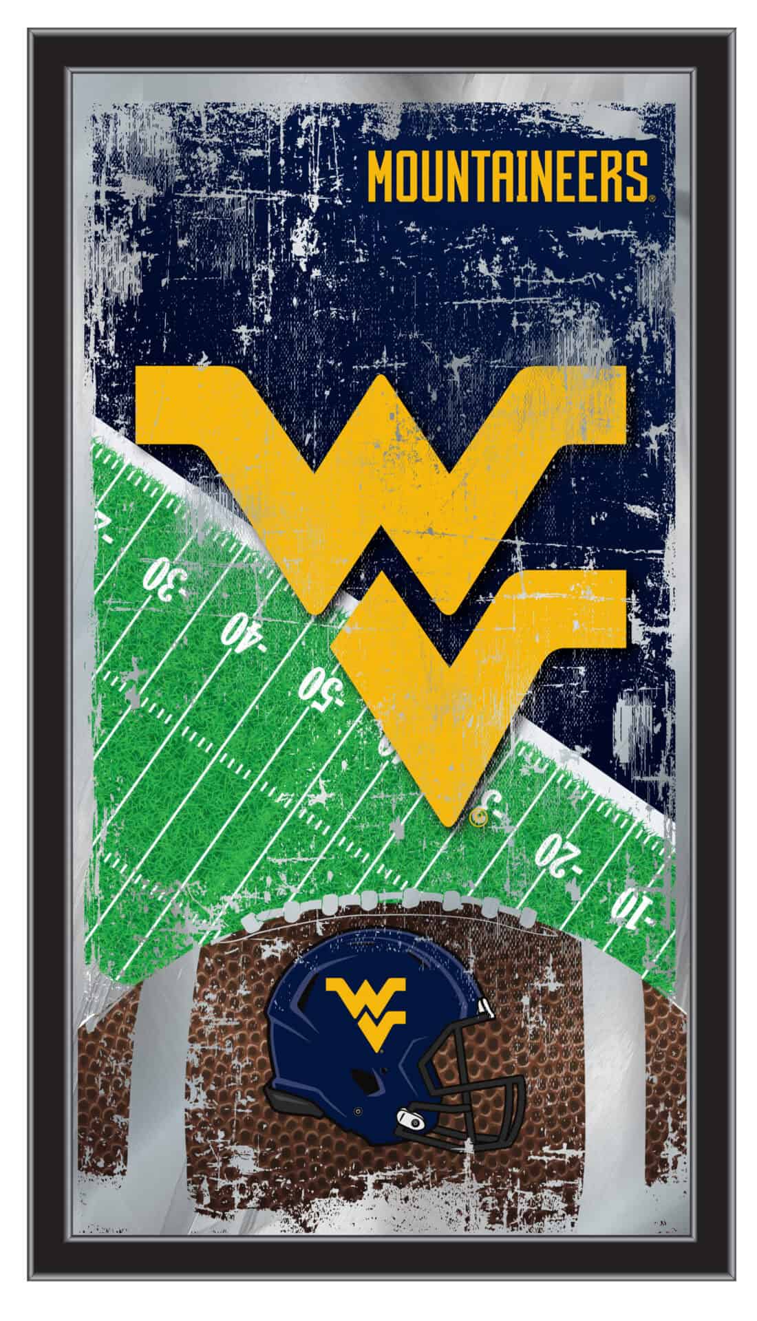 West Virginia University 15x26 Football Wall Mirror 1 West Virginia University 15x26 Football Wall Mirror