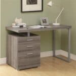 Dark Taupe Modern Home Office Desk with Drawers and Storage 4 Dark Taupe Modern Home Office Desk with Drawers and Storage