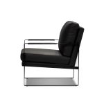 MITCHELL Black Leather Lounge Chair Black Powder Coated Legs 8 MITCHELL Black Leather Lounge Chair Black Powder Coated Legs