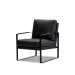 MITCHELL Black Leather Lounge Chair Black Powder Coated Legs 7 MITCHELL Black Leather Lounge Chair Black Powder Coated Legs