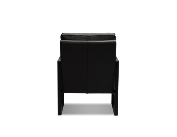 MITCHELL Black Leather Lounge Chair Black Powder Coated Legs 3