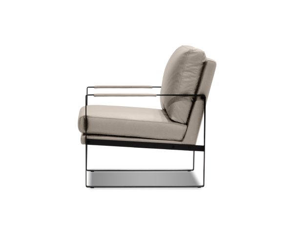 MITCHELL Wheat Leather Lounge Chair Black Powder Coated Legs 1
