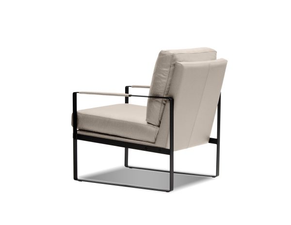 MITCHELL Wheat Leather Lounge Chair Black Powder Coated Legs 2