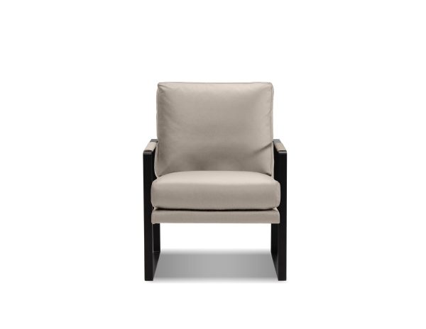 MITCHELL Wheat Leather Lounge Chair Black Powder Coated Legs 4
