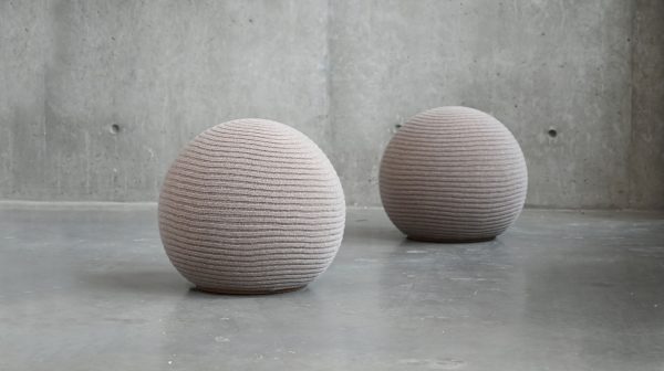 MOCHI Nude Knit Wool Molded Foam Ottoman 1