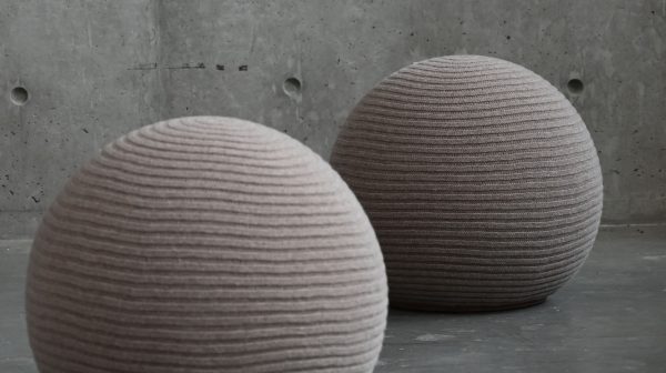 MOCHI Nude Knit Wool Molded Foam Ottoman 3