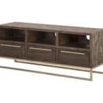 Smokey Taupe Reclaimed Pine Transitional TV Console With Metal Legs 6 Smokey Taupe Reclaimed Pine Transitional TV Console With Metal Legs