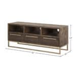 Smokey Taupe Reclaimed Pine Transitional TV Console With Metal Legs 10 Smokey Taupe Reclaimed Pine Transitional TV Console With Metal Legs