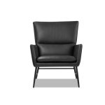 MORISSON Black Leather Mid-Century Lounge Chair Black Legs