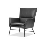 MORISSON Black Leather Mid-Century Lounge Chair Black Legs