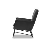 MORISSON Black Leather Mid-Century Lounge Chair Black Legs