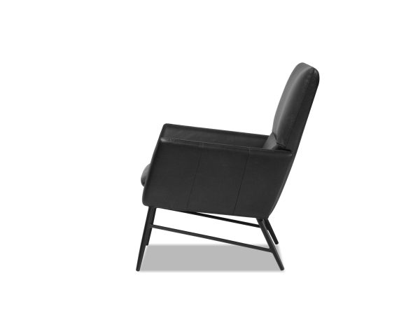 MORISSON Black Leather Mid Century Lounge Chair Black Legs 2