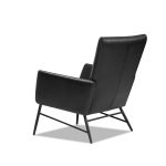 MORISSON Black Leather Mid-Century Lounge Chair Black Legs